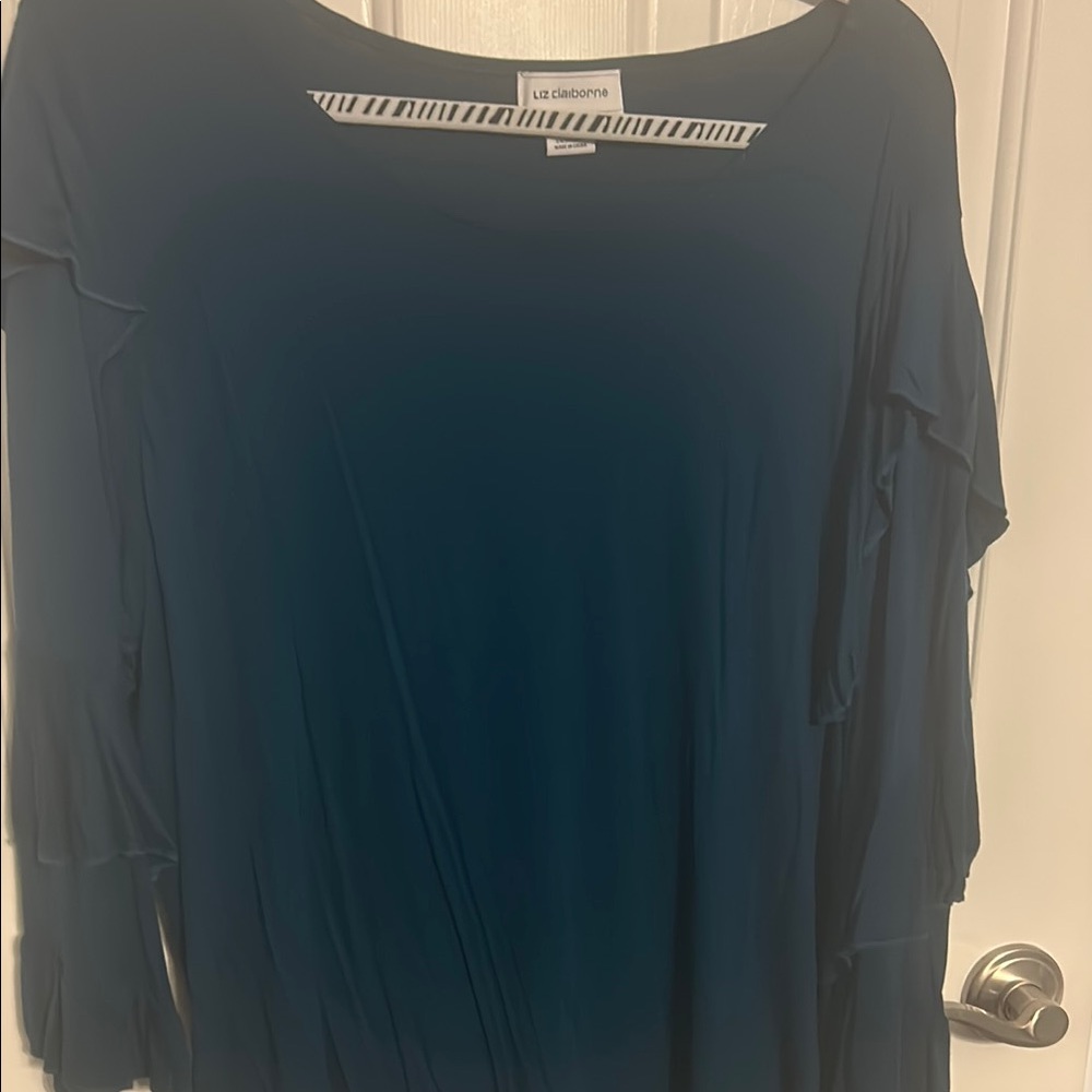 Liz Claiborne Navy Blue Relaxed 3/4 Sleeve Blouse
